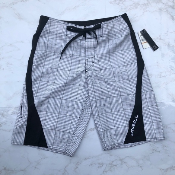 O’neill black and plaid men’s swim board shorts size 28 - Picture 2 of 13